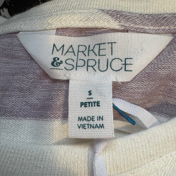 Market & Spruce Multicolor Stripe Short Sleeve Crewneck Tee NWT Small Petite - Picture 9 of 9